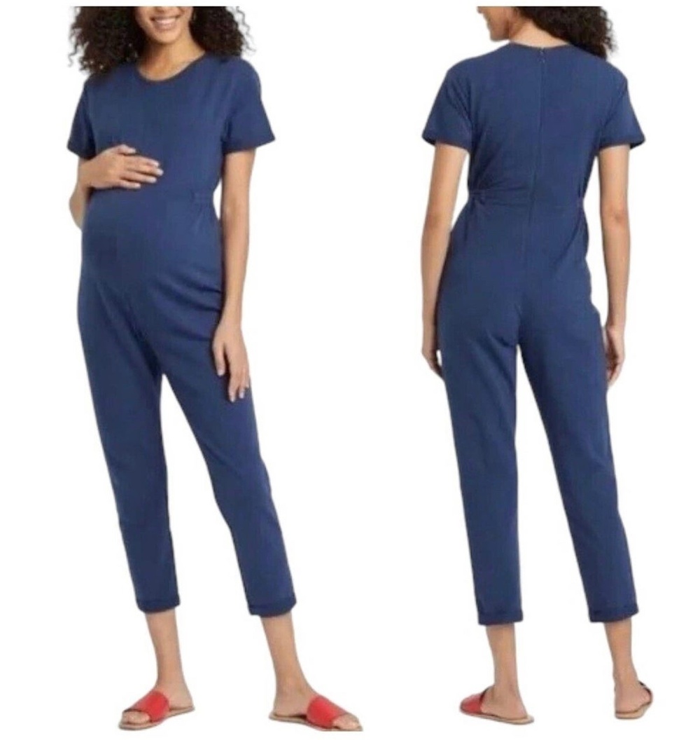 The Nines by Hatch Maternity Blue Short Sleeve Jumpsuit XXL